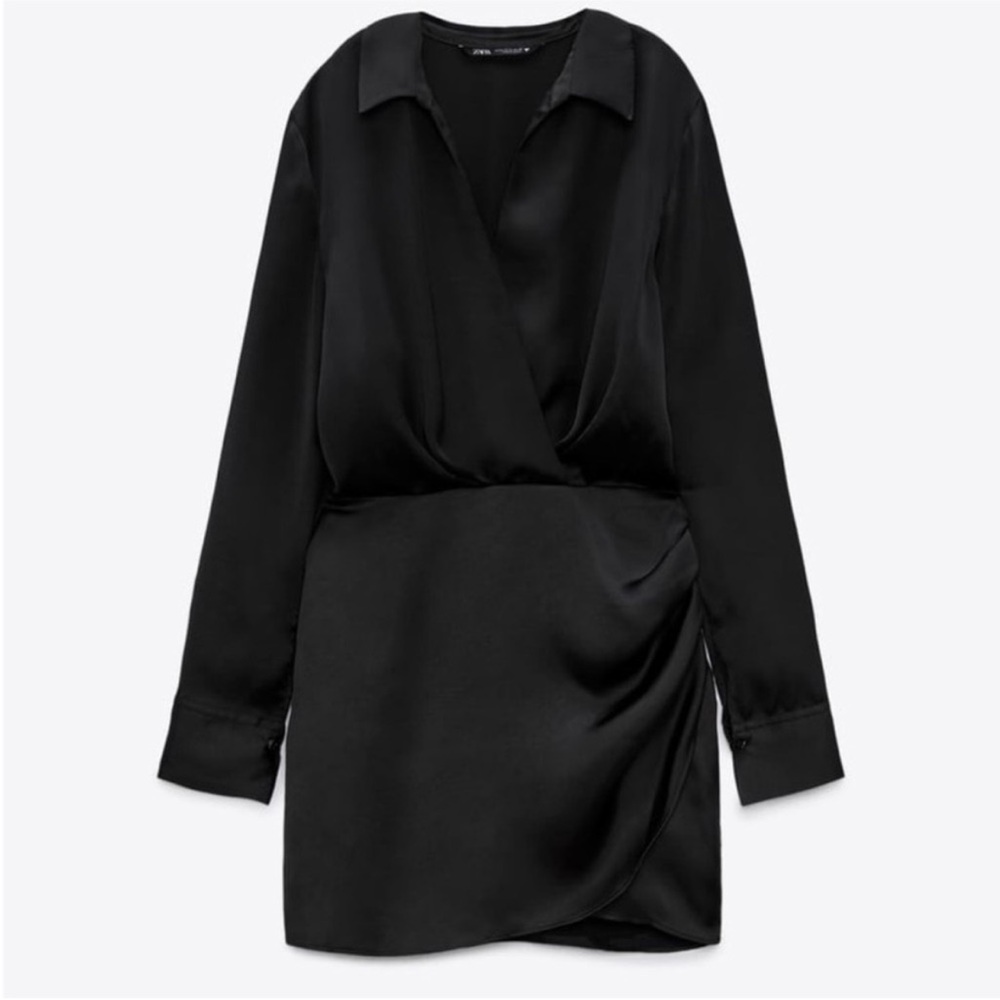 Zara Satin Long Sleeve Dress